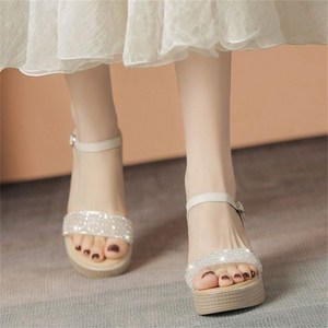 besteffie 여성용 여름 샌들 반짝이 구두 편안한 고급스러운 여성 샌들 봄신상 통기성 K97