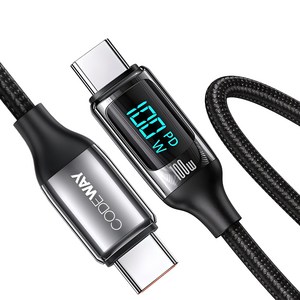 코드웨이 디스플레이 PD 100W C타입-C타입 초 고속충전 케이블, 블랙, 1개, 2m