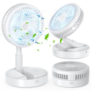 UOOFON 무선 탁상용 선풍기 휴대용 접이식 캠핑 BLDC 무소음, 화이트, TF6