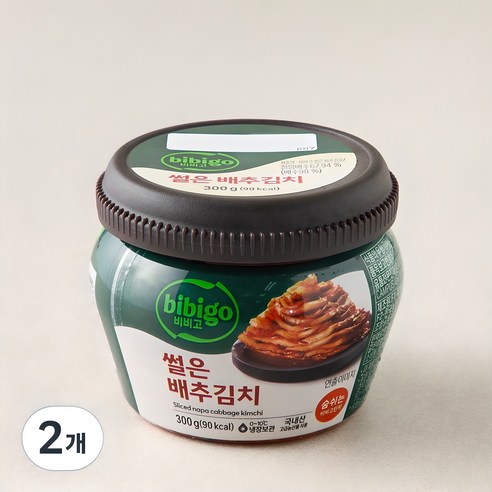 [로켓프레시] 비비고 썰은 배추김치 용기, 300g, 2개