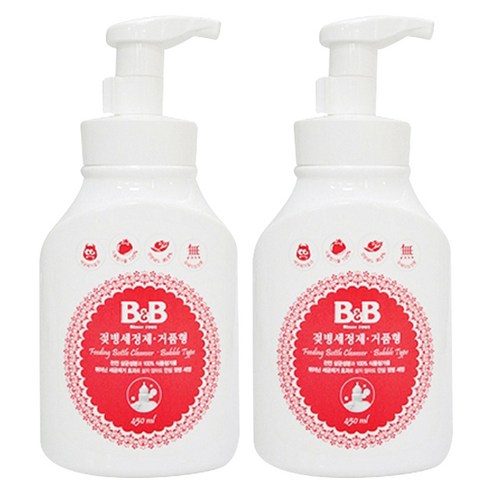 비앤비 젖병 세정제 거품형 용기, 450ml, 2개