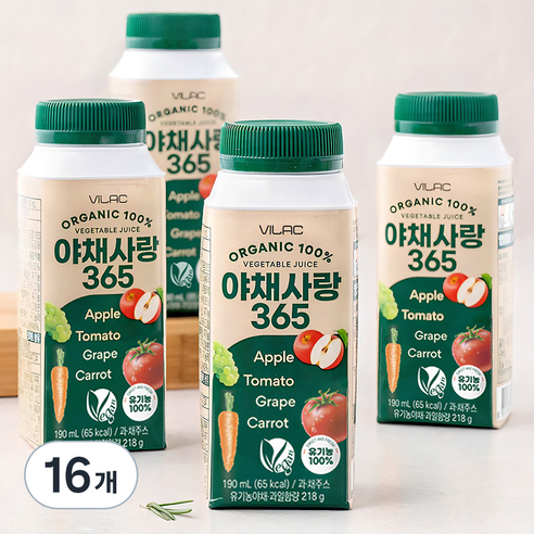 비락 유기가공식품 인증 야채사랑 365 주스