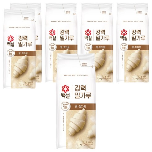 백설 강력 밀가루, 1kg, 6개