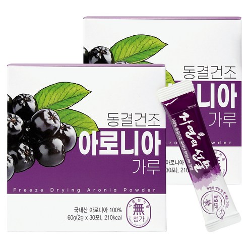 산마을 동결건조 아로니아 가루 30p, 2개, 60g
