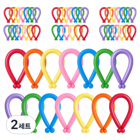 피앤비유니티 요술풍선 50p 세트, 스탠다드 혼합7색, 2세트