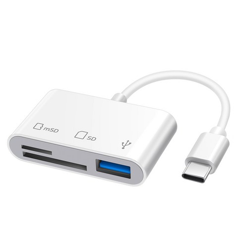 홈플래닛 C타입 3 in 1 카드리더기(SD, mSD, USB-A)
