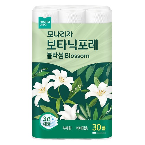 모나리자 보타닉포레 블라썸 3겹 고급롤화장지, 27m, 30롤, 1개
