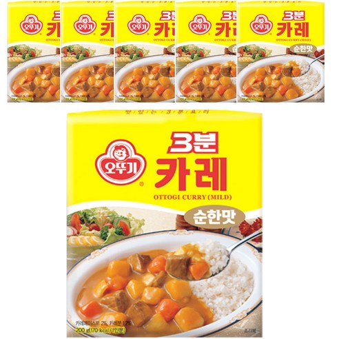 오뚜기3분 카레 순한맛, 200g, 6개