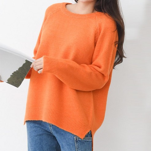 봉봉스토리 디오언발 임부 니트티셔츠, 오렌지