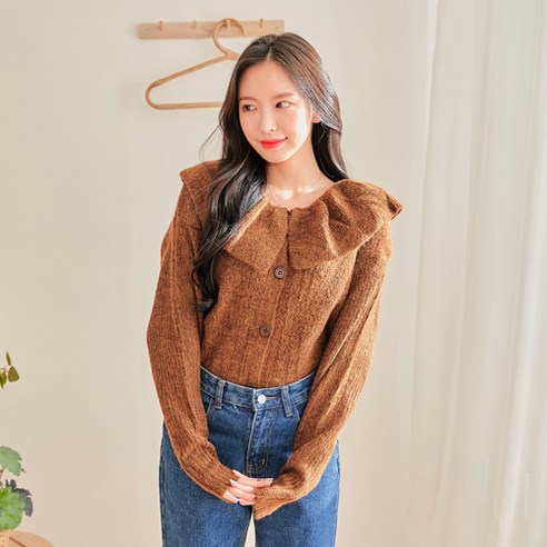 쿠팡! | 반에이크 여성용 넥라인 프릴 가디건 반에이크 여성용 넥라인 프릴 가디건