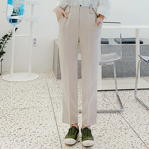 오키진 여성용 슈와츠 슬릿 뒷밴딩 슬랙스
