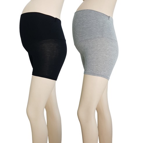 모띠마마 임산부 복대형 3부 속바지 2p, 블랙, 연그레이