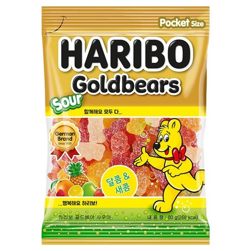 하리보 골드베어 사우어 젤리, 1개, 80g
