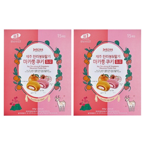 제키스 제주 한라봉 앤 딸기 마카롱 쿠키 듀오, 300g, 2개