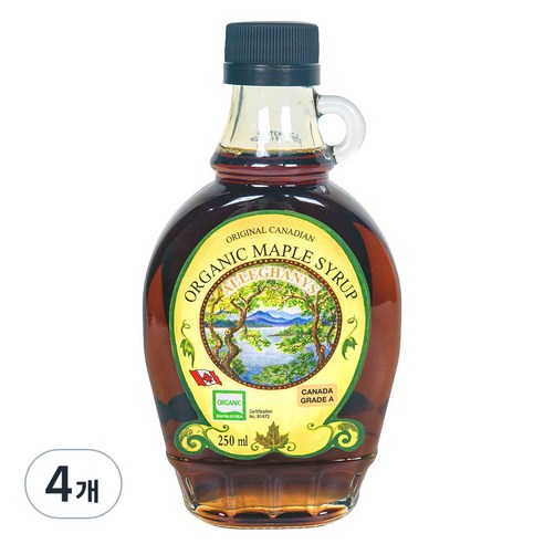 오리지널캐나디언 알레가니 유기농 메이플시럽, 250ml, 4개