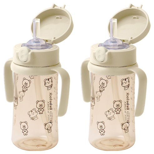 베베락 국내 제조 아이와 PPSU 원터치 빨대컵, 270ml, 2개, 크림