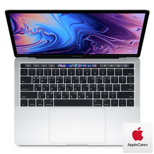 Apple 2019년 맥북 프로 터치바 13 8세대, 실버, AppleCare+포함, i5-2.4GHz quad-core, SSD 256GB, Intel Iris 655