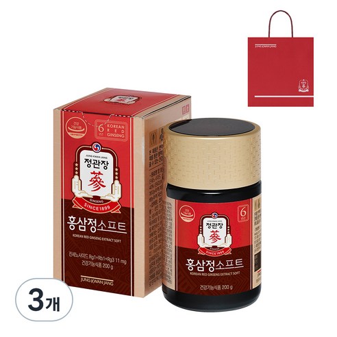 홍삼정 정품 소프트 + 쇼핑백, 200g, 3개