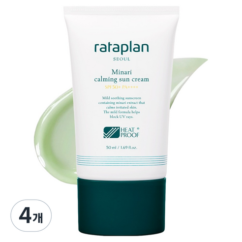 라타플랑 미나리 진정 선크림 SPF50+ PA++++, 50ml, 4개
