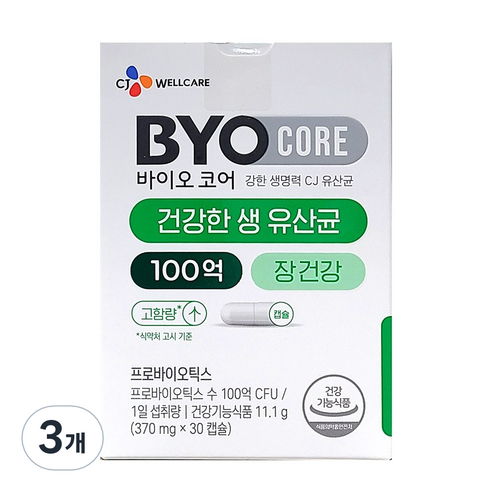 바이오코어 100억 식물성 유산균 캡슐, 30정, 3개