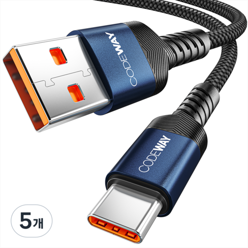 코드웨이 USB A to C타입 고속 충전 케이블, 3m, 블루, 5개