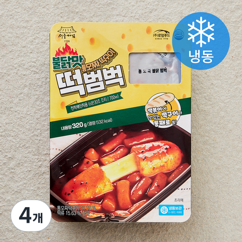 [로켓프레시] 서울마님 불닭맛 통모짜떡구이 떡범벅 (냉동), 320g, 4개