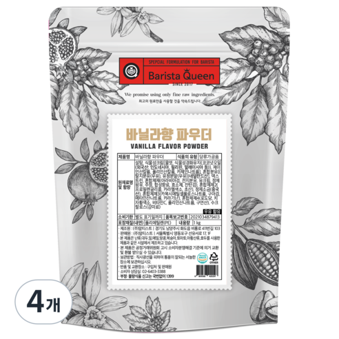 바리스타퀸 바닐라향 파우더, 1kg, 1개입, 4개