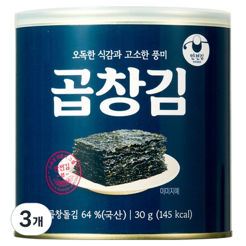 만전김 캔 곱창김, 30g, 3개
