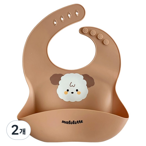 마롤로뜨 실리콘 아기 턱받이, 2개, 1개입, 오렌지 마뭉이