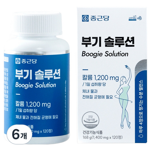 종근당 부기 솔루션 칼륨 168g, 6개, 120정