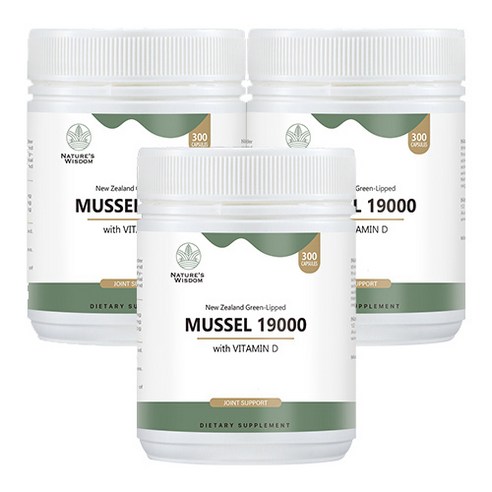 뉴질랜드 네이처스위즈덤 초록입홍합 19000mg, 3개, 300정
