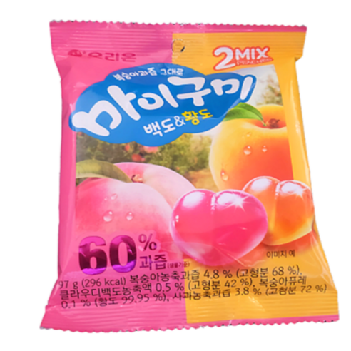 오리온 복숭아과즙 그대로 마이구미 백도&황도