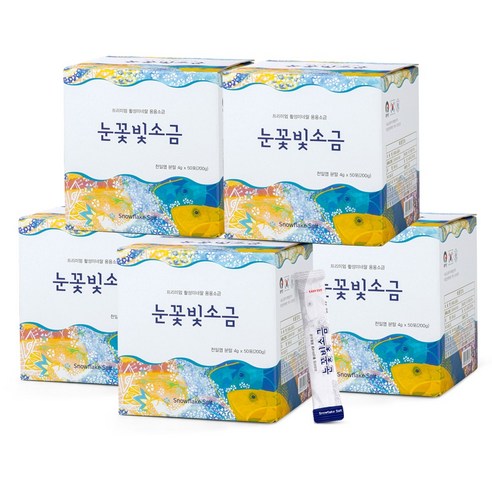 눈꽃빛소금 1200도 미네랄 용융소금 알칼리 휴대용 스틱, 200g, 5개