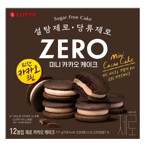 롯데 제로 카카오케이크 171g, 171g, 25개