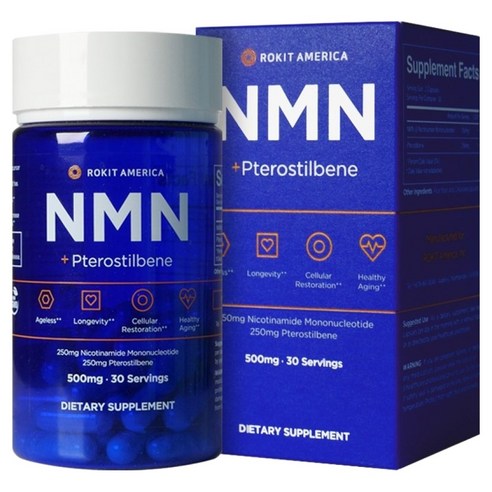 로킷아메리카 NMN + 프테로스틸벤 500mg 캡슐, 1개, 60정