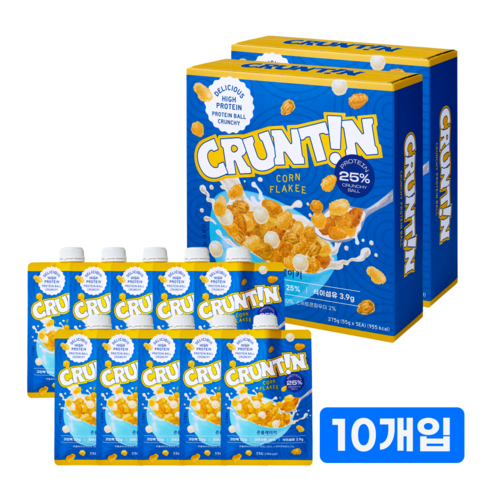 [본사공식몰] 크런틴 크런치볼 단백질쉐이크 콘플레이키 당 0g대, 2박스, 275g