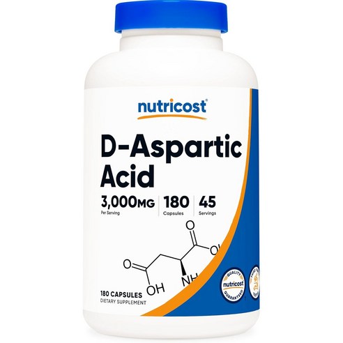 뉴트리코스트 D-아스파르트 애시드 (DAA) 3000mg 180캡슐 3병