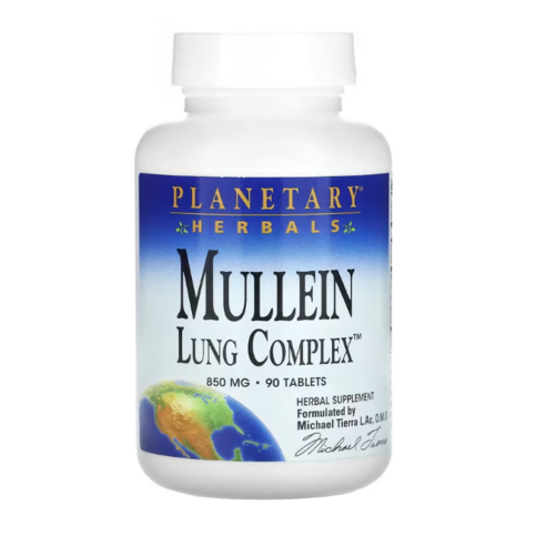 PLANETARY HERBALS Mullein Lung 컴플렉스 850mg, 1개, 90정