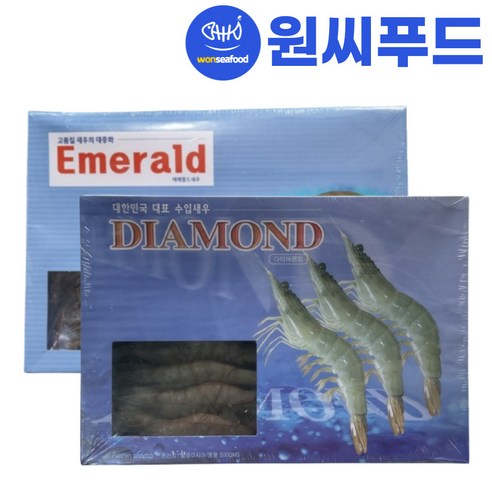 냉동 흰다리 새우 30미 500g 생 대하 중하새우 다이아몬드 에메랄드, 1개