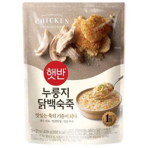 햇반 누룽지 닭백숙죽, 420g, 8개