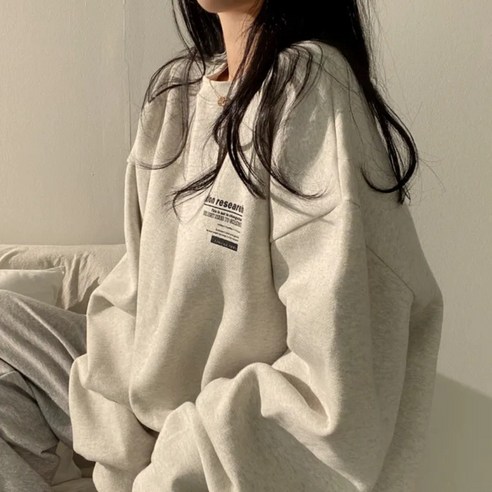 베르슈어 오버핏 프린팅 캐주얼 맨투맨