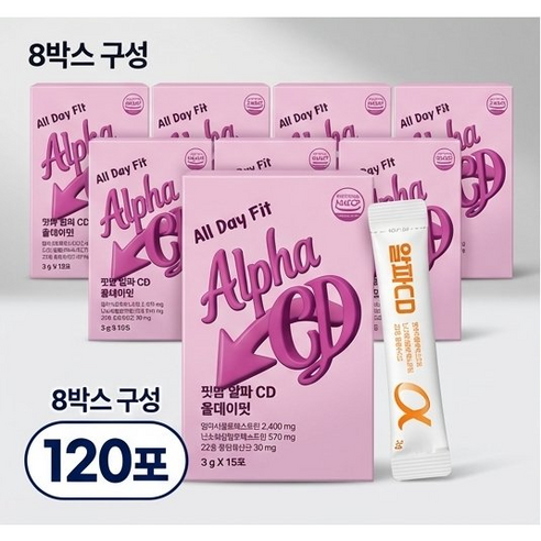 핏맘 알파CD 알파시클로덱스트린 유산균 함유 올데이핏 3g x 15포, 8박스, 15회분