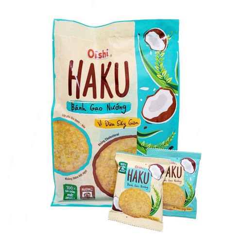 오이시 스낵 하쿠 HAKU 코코넛향 쌀과자 Banh Gao Nuong, 1개, 138g