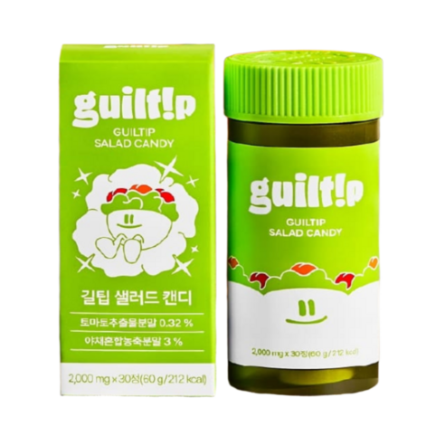 길팁 사과맛 샐러드캔디 토마토 분말 식이섬유 캔디, 60g, 4개