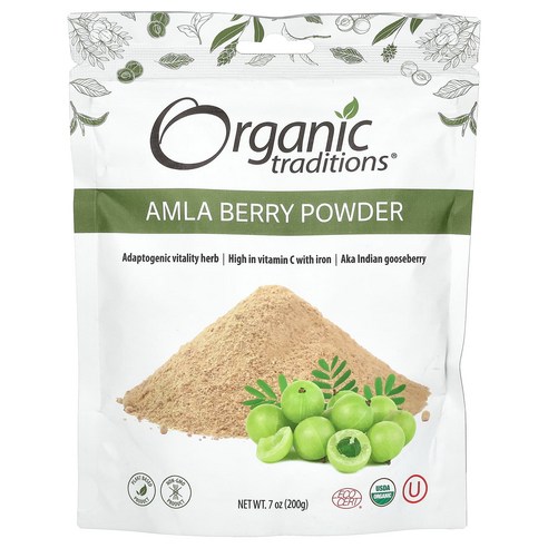 몸관리하세요 겨울입니다 Organic Traditions 암라 베리 분말 200g(7oz) 특별관리진행