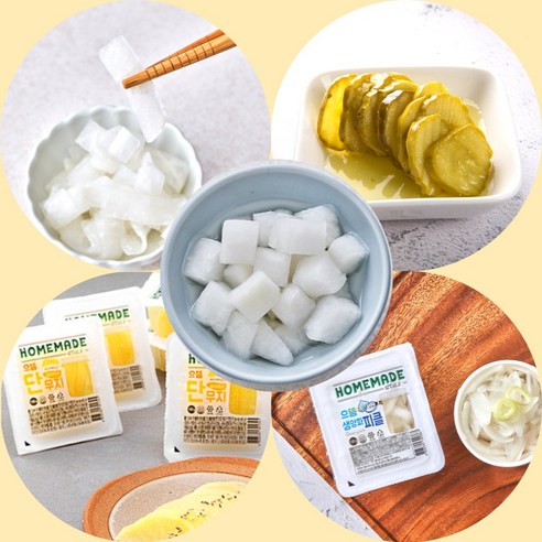 으뜸 프리미엄 단무지 치킨무 생오이피클 생양파피클, 7개, 100g