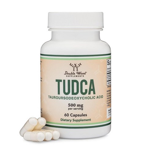 TUDCA 담즙 소금 간 지원 보충제, 500mg 분량, 간 및 담낭 클렌징 보충제 (60캡슐, 250mg) 천연 담즙산 TUDCA 강한 쓴 맛이 나는 Double Wood, 60, 1개