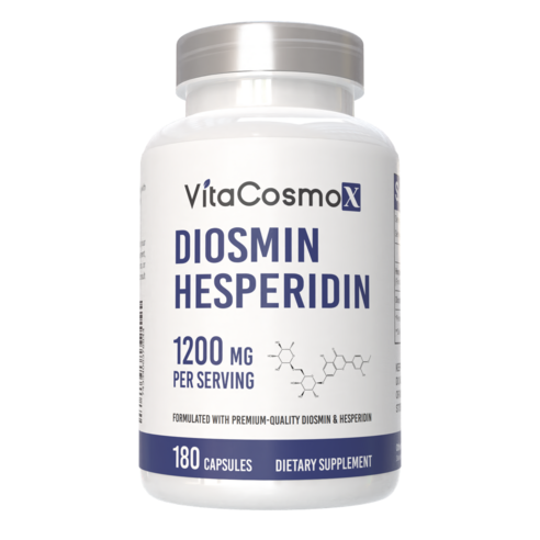 VitaCOS 코스moX Diosmin 헤스페리딘 1200mg 복합체, 180캡슐, 시트러스 바이오플라보노이드 풍부한 과일 추출물, 100% 채식주의자, GMO 프리 및 글루텐