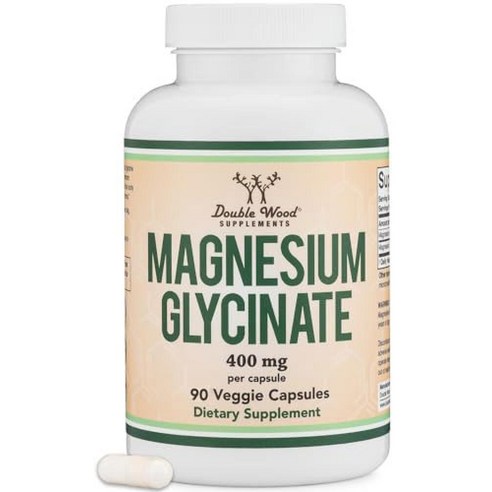 마그네슘 글리시네이트 400mg, 90캡슐 (비건 안전, 타사 테스트, 글루텐 프리, GMO 프리) 고흡수 마그네슘 Double Wood Supplements