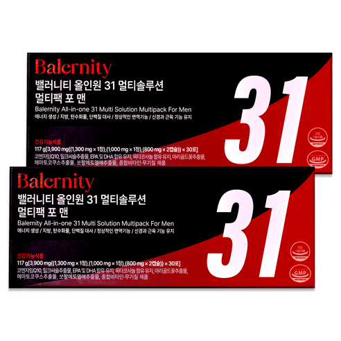 밸러니티 올인원 31 멀티솔루션 올인원 남성 멀티비타민 영양제 포 맨, 30회분, 2개